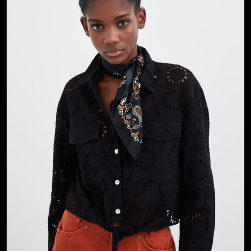 Zara Shirt with cutwork embroidered